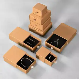 Boîte à bijoux à glissière personnalisée pour bague collier boucle d'oreille emballage cadeau en carton boîte à bijoux à Logo personnalisé
