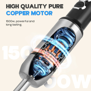 DSP 1500W <strong>Hand</strong> Blender - <strong>Turbo</strong> <strong>Function</strong>, 2-<strong>Speed</strong> <strong>&amp;</strong> <strong>Variable</strong> <strong>Control</strong>, Stainless Steel 4-Blade with Blue Light Ring - Product Image 4