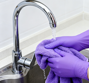 ถุงมือสีม่วง ถุงมือไนไตรล์แบบกำหนดเองได้ ใช้ซ้ำได้ ถุงมือแบบใช้แล้วทิ้งสำหรับตรวจสุขภาพทางทันตกรรม ถุงมือทำความสะอาดสีน้ำเงินม่วง - Product Image 1