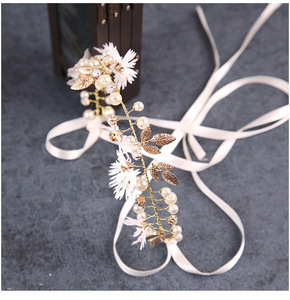 Dolce capelli lunghi fiore ornamenti per capelli da sposa <span class=keywords><strong>serie</strong></span> oro rosso copricapo da sposa fatto a mano festa nuziale decorazione per capelli da sposa - Product Image 4