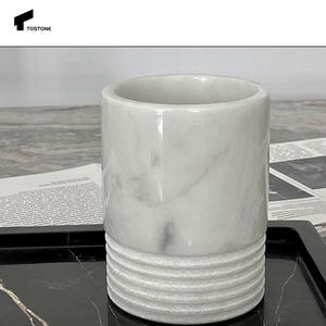 Tostone 2025 juego de tazas para verter hecho a mano blanco mármol de Carrara piedra Natural grabado decoración de sala de té para sala de estar cocina caliente - Product Image 5