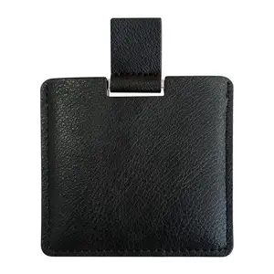 Mini specchio quadrato in pelle nera Porhand borsa quadrata piccola custodia per trucco in metallo cosmetico compatto a mano specchio