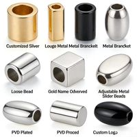 Perles personnalisées avec logo et nom, en acier inoxydable et alliage de zinc, perles dorées pour la fabrication de bijoux, perles entretoises métalliques cubiques pour la création de bracelets DIY