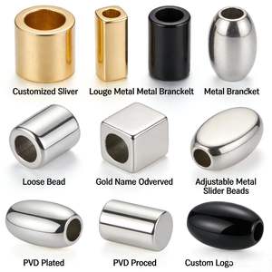 Perles personnalisées avec logo et nom, en acier inoxydable et alliage de zinc, perles dorées pour la fabrication de bijoux, perles entretoises métalliques cubiques pour la création de bracelets DIY - Product Image 2