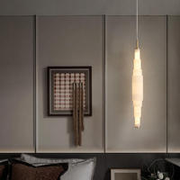Suspension linéaire moderne de luxe en marbre alabastre motif flocon de neige, hauteur réglable, CRI élevé, pour cuisine, salle à manger, bar