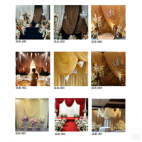 Rideau de fond de scène de mariage en soie glacée, ignifuge, avec franges ondulées, style romantique élégant, pour intérieur et extérieur