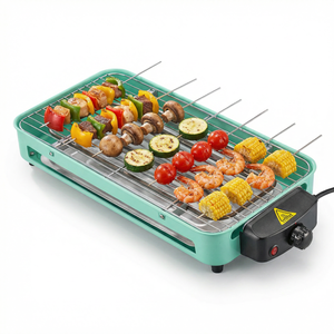 Gril électrique d'intérieur sans fumée, <span class=keywords><strong>plaque</strong></span> de cuisson coréenne portable antiadhésive 1500W, <span class=keywords><strong>plaque</strong></span> de cuisson <span class=keywords><strong>amovible</strong></span> pour table, en acier inoxydable - Product Image 1