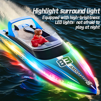 Kapal Cepat Remote Control HJ821 Motor Bertenaga Tinggi Lampu LED Perahu Balap Air Mainan Anak Laki-laki Kecepatan Tinggi RC Boat Dijual