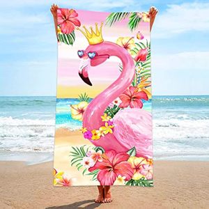 Toalla de playa de flamenco rosa de microfibra para exteriores Toalla de baño a prueba de arena de secado rápido Regalos Toalla de playa hawaiana divertida para mujeres - Product Image 1