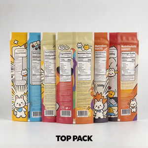Sachet alimentaire personnalisé imprimé, qualité alimentaire, 100g, 250g, 500g, brillant, en PE, avec fermeture arrière, pour snacks, bonbons, biscuits, chips, emballage de détail pour enfants - Product Image 3