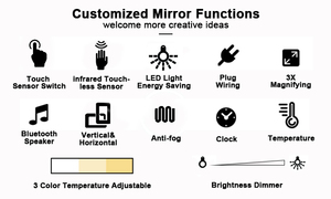 Thông minh LED phòng tắm Gương hình chữ nhật Shape với thời gian và nhiệt độ hiển thị Defog LED chiếu sáng Tường gương - Product Image 6