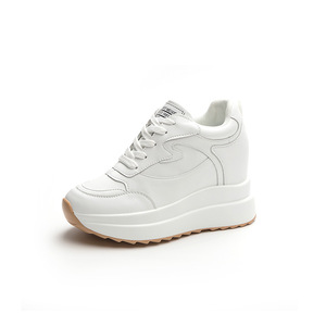 <span class=keywords><strong>Scarpe</strong></span> Casual Estive da Donna Taglie Forti, Nuovo Stile <span class=keywords><strong>con</strong></span> Zeppa e Suola Spessa, Sneakers Allacciate in Pelle PU per Camminata - Product Image 1