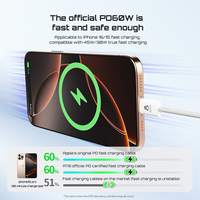 Kabel Data Ponsel Desain Fashion 60W PD Pengisi Daya Cepat Kabel Pengisian Aman untuk iPhone Samsung Kabel Tipe C