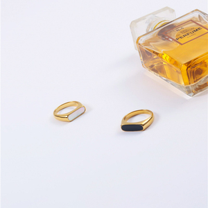 Anillo de plata de primera ley con forma de concha para mujer, sortija, plata esterlina, Circonia cúbica, zirconia, circonita, zirconita, zirconita, color blanco, esmalte negro - Product Image 6