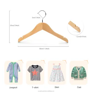 XUNZE बेबी मिनी लेडी महिलाओं के लिए उच्च गुणवत्ता वाले सस्ते नॉन-स्लिप लकड़ी के शॉर्ट नेक कपड़े के लकड़ी के हैंगर दुकान के लिए