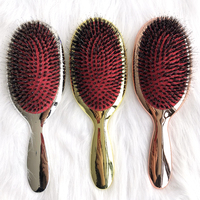 Pagaie de placage argent pour femmes, antistatique, poils en Nylon, brosse de Massage ionique, ensemble de brosses à cheveux pour femmes