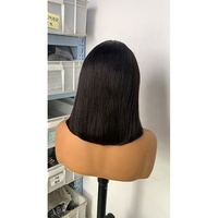 Perruques courtes à frange sans colle 3by1, cheveux humains, coupe droite, femmes noires, cheveux vietnamiens, raides, bruts, HD, frange, 10 pouces