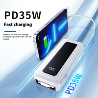 OEM 35W Mini Li-Polymer Ultra Slim Power Bank 10000mAh Câble rétractable Type C Écran numérique Charge rapide Portable Externe