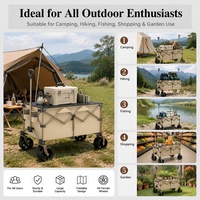 2-in-1 Faltbarer Campingwagen, extra großer, handgezogener Trolley mit Offroad-Rädern aus hochfestem Stahl für Campingplätze
