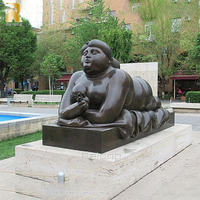 Escultura de Mujer Gorda a Caballo de Bronce de Tamaño Real RELONG, Personalizable para Arte en Parques al Aire Libre