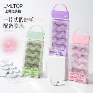 LMLTOP Faux cils complets en bande, lot de 4 paires, fibres synthétiques, style plume, avec colle pour usage quotidien - Product Image 2