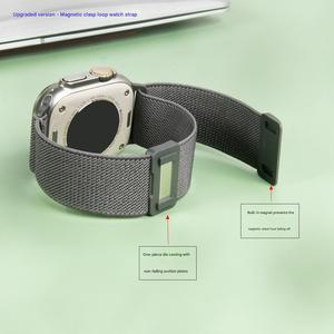 Bracelet de montre intelligente en nylon respirant avec fermeture magnétique en boucle pour Apple Watch Series 11 10 9 8 7 Ultra 3 49 mm 46 mm 45 mm 42 mm - Product Image 4