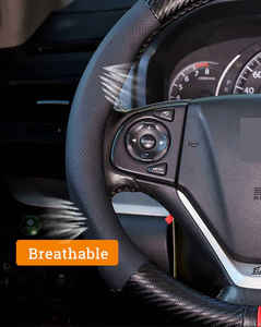 Accessoires de voiture en Fiber de carbone, couverture de <span class=keywords><strong>volant</strong></span> en microfibre cuir rond en forme de D Auto pour VW GOLF 7 2015 <span class=keywords><strong>POLO</strong></span> - Product Image 3