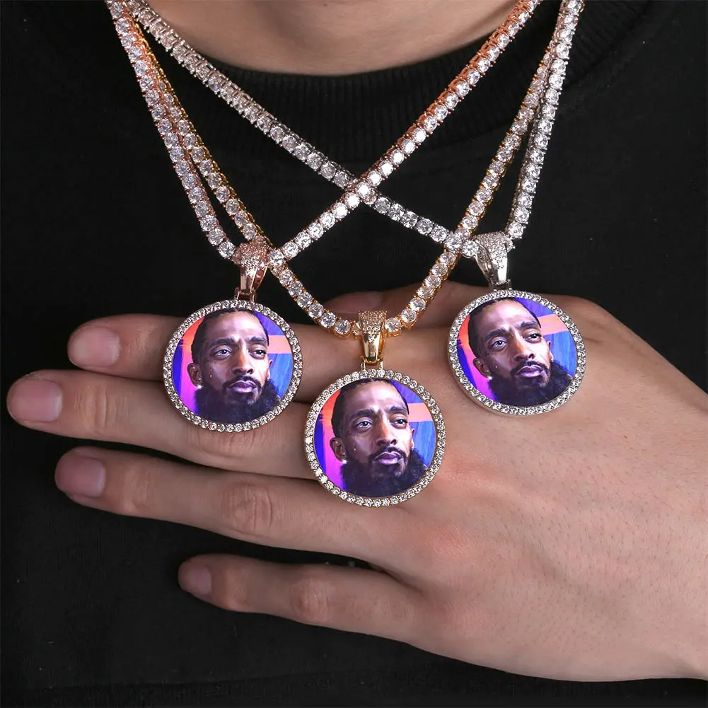 Custom Photo Memory Miss the past Solid Pendant Necklace With Rope Chain Hip Hop Jewelry Sublimation Cubic Zirconia Chains Gifts