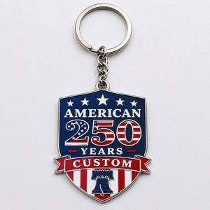 Porte-clés personnalisés en gros, thème 250 ans de l'Amérique, pour la fête de l'Indépendance, souvenirs patriotiques, porte-clés en métal - Product Image 3