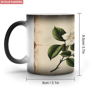 Custom Logo Blank Mug Frosted Black 11oz <b>Ceramic</b> Heat Sensitive <b>Cup</b> - Product Image 1