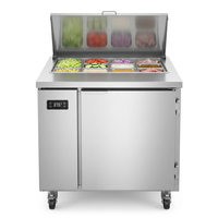Table de préparation réfrigérée commerciale pour sandwichs et salades, en acier inoxydable 304, pour restaurant, café, cantine
