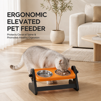 Support de gamelle surélevé réglable en hauteur pour animaux de compagnie, double gamelle en acier inoxydable antidérapante pour chien et chat