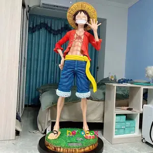 تمثال قطعة واحدة لنحت قرد حجم حقيقي 1:1 لشخصية d.luffy للتزيين بيد كبيرة