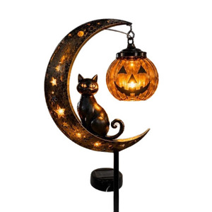 Lámpara Solar de Jardín con Forma de Gato Negro y Luna de Calabaza, Lámpara de Metal para Exteriores, Decoración para Jardín, Patio y Camino - Product Image 5