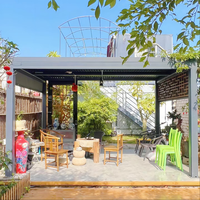 Anpassbare Motorisierte Aluminium-Lamellendach-Pergola, Windbeständig und Regenfest, für Balkon, Garten und Pool, Pulverbeschichtet