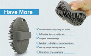 Brosse exfoliante en silicone OEM ODM pour le dos, le visage et le cuir chevelu, noire et grise, pour la douche - Product Image 4