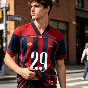 Camiseta de Fútbol Personalizada al por Mayor, Tejido Transpirable de Secado Rápido, Logotipo, Número y Nombre del Equipo Personalizables para Clubes Deportivos - Product Image 3