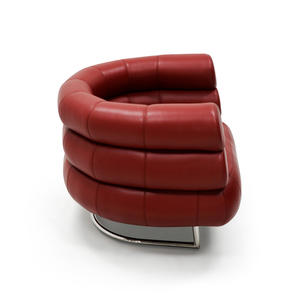 Modern Luxury Leather Cushion Sofa Stainless Steel Base <b>with</b> Curved <b>Arm</b> Living Room Lounge <b>Chair</b> for Hotel Furniture Home Use - Product Image 3