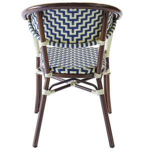 आधुनिक आउटडोर पैटियो कैफे विचर एल्यूमीनियम डाइनिंग फर्नीचर ब्लू गार्डन रेस्तरां रतन बिस्ट्रो कुर्सियां - Product Image 4