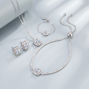 Элитные ювелирные наборы из серебра 925 пробы: колье, браслет, серьги для женщин, с розовым фианитом, для свадьбы и вечеринок, оптом - Product Image 5