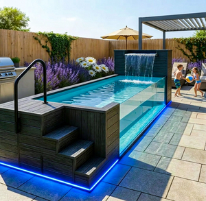 Piscine hors sol en composite de fibre de verre avec finition bois pour enfants et familles, idéale pour le massage – Offre spéciale - Product Image 1