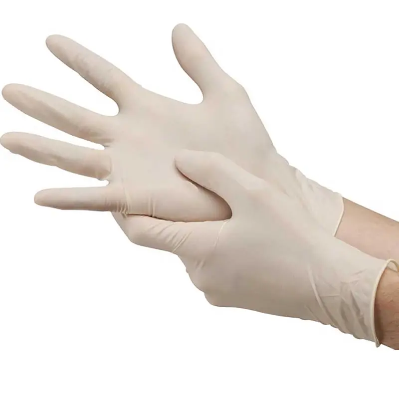 Guantes médicos de látex sin polvo, superventas, guantes de látex Beige desechables, guantes superiores de Malasia