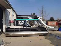 Bateau ponton de croisière côtière de 7,5 m (25 pieds) avec tubes, pour fêtes, moteurs hors-bord, eau douce, catamaran à double pont, pêche familiale et sport