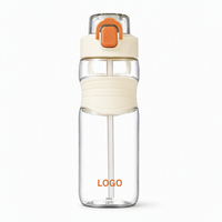 Bouteille d'eau infuseur de fruits Tritan sans BPA de 750 ml avec double couvercle, paille et verrou de sécurité pour la gym, les voyages et l'extérieur
