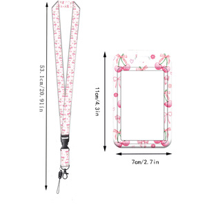 Wholesale of cross-border pink bow name tag card <b>holders</b>, double-sided UV detachable lanyard, medical and office <b>ID</b> card - Product Image 2