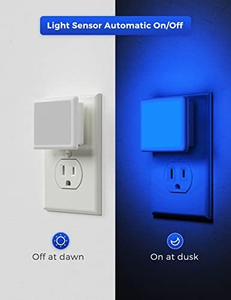 Mini lampe de nuit LED bleue 0,3W avec capteur crépusculaire, à brancher sur prise murale, pour chambre d'enfant - Product Image 5