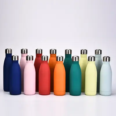Eco friendly vacuum sport double wall copper stainless steel thermo cola shape drink insulated water bottles with custom logo