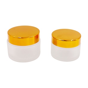Pot en verre givré de luxe vide pour crème visage, 5g, 10g, 15g, 1oz, 30ml, 50g, 100g, avec couvercle doré - Product Image 4