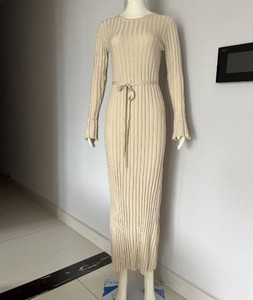 GX5513 autunno inverno <span class=keywords><strong>maglia</strong></span> Maxi vestito donna elegante Sexy partito sera maglione pieghettato manica lunga abiti aderenti - Product Image 2