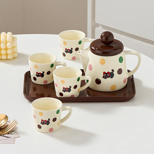 Juego de té de cerámica, tetera con diseño de gato de dibujos animados, linda tetera resistente al calor, juego de tetera con filtro de agua fría. - Product Image 4